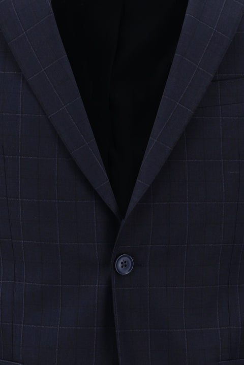 Koyu Lacivert 6 Drop Regular Fit Standart Kesim Kareli Takım Elbise