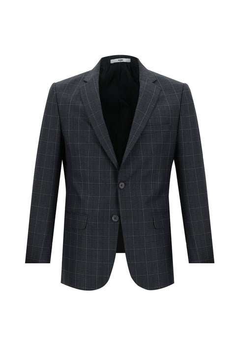 Koyu Antrasit 6 Drop Regular Fit Standart Kesim Kareli Takım Elbise