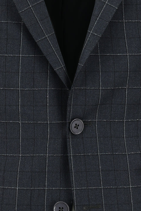 Koyu Antrasit 6 Drop Regular Fit Standart Kesim Kareli Takım Elbise