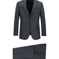 Orta Antrasit Regular Fit Kareli Takım Elbise