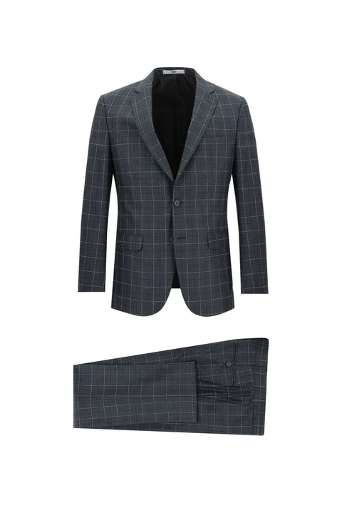 Medium Anthracite 6 Drop Regular Fit Standard Cut Plaid Suit