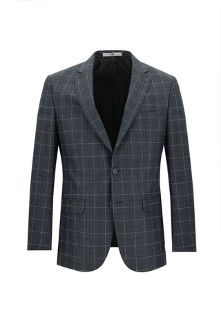  Orta Antrasit Regular Fit Kareli Takım Elbise