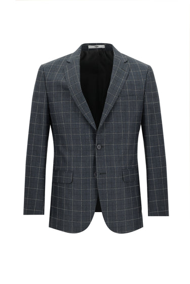  Orta Antrasit Regular Fit Kareli Takım Elbise