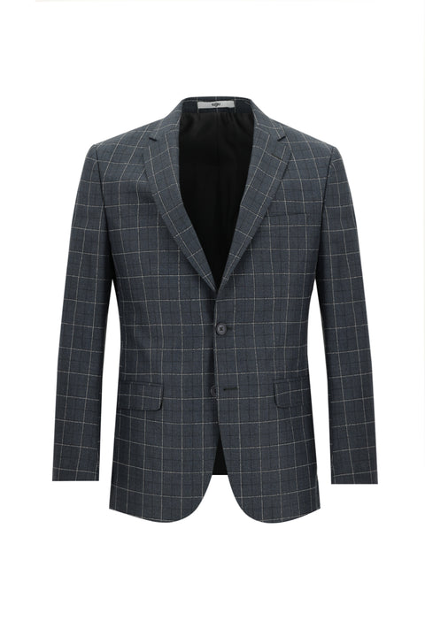 Orta Antrasit 6 Drop Regular Fit Standart Kesim Kareli Takım Elbise