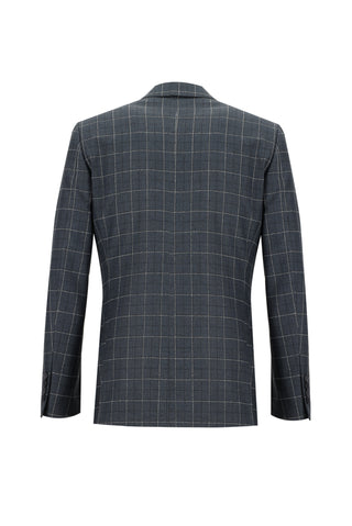  Orta Antrasit Regular Fit Kareli Takım Elbise