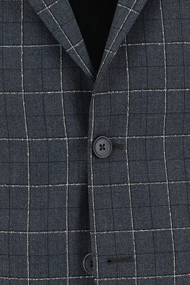  Orta Antrasit Regular Fit Kareli Takım Elbise