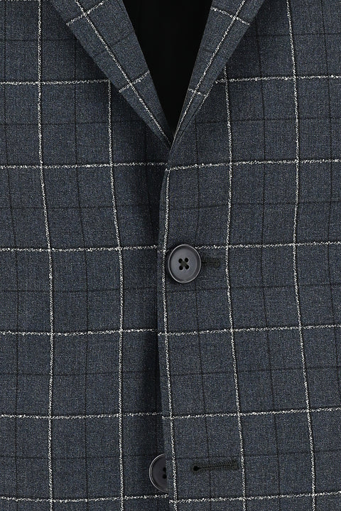 Orta Antrasit 6 Drop Regular Fit Standart Kesim Kareli Takım Elbise