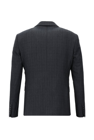  Koyu Füme 7 Drop Slim Fit Dar Kesim Kombinli Yelekli Takım Elbise