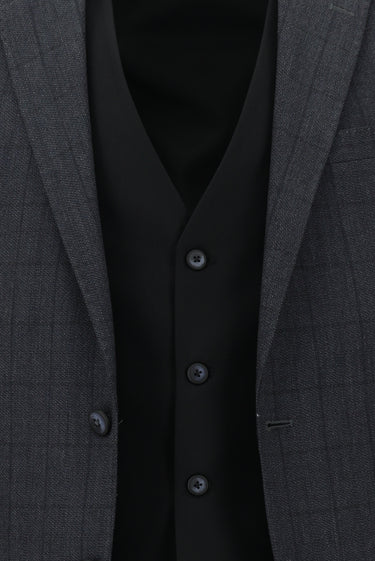 Koyu Füme Slim Fit Dar Kesim Kombinli Yelekli Takım Elbise