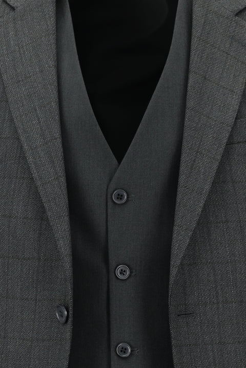 Açık Füme 7 Drop Slim Fit Dar Kesim Kombinli Yelekli Takım Elbise