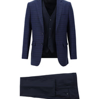 Saks Mavi Regular Fit Kombinli Yelekli Takım Elbise