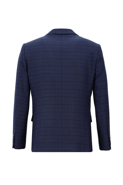 Saks Mavi 6 Drop Regular Fit Standart Kesim Kombinli Yelekli Takım Elbise