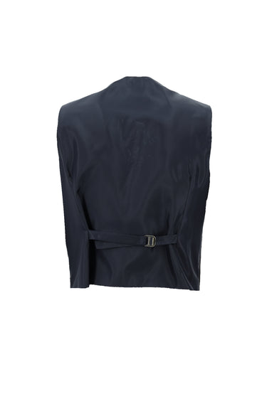 Koyu Lacivert Super Slim Fit Ekstra Dar Kesim Fit Klasik Kareli Yelekli Takım Elbise