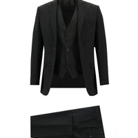 Koyu Antrasit Super Slim Fit Ekstra Dar Kesim Fit Klasik Kareli Yelekli Takım Elbise