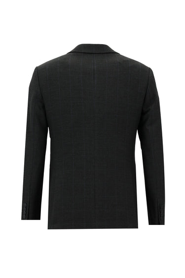 Koyu Antrasit Super Slim Fit Ekstra Dar Kesim Fit Klasik Kareli Yelekli Takım Elbise