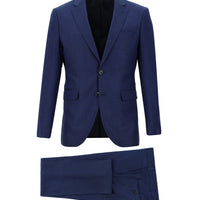 Navy Blue 7 Drop Slim Fit Narrow Cut Plaid Suit