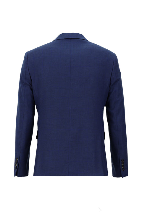 Navy Blue 7 Drop Slim Fit Narrow Cut Plaid Suit