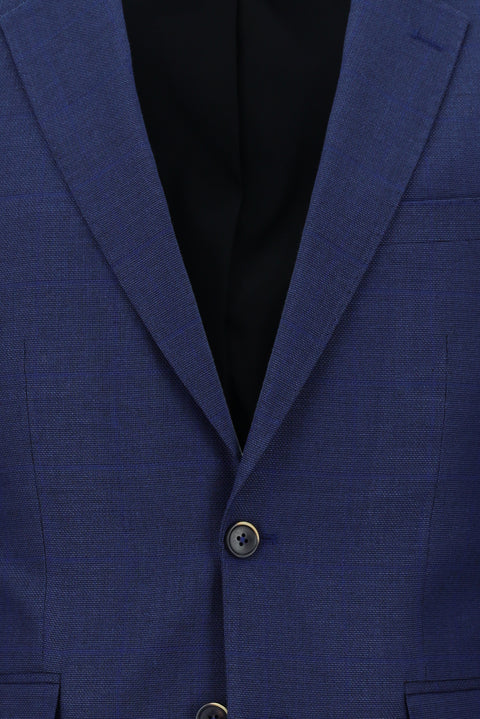Navy Blue 7 Drop Slim Fit Narrow Cut Plaid Suit