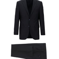 Koyu Lacivert 4 Drop Relaxed Fit Rahat Kesim Ekose Takım Elbise