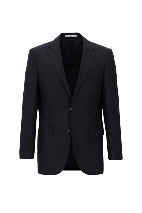 Koyu Lacivert 4 Drop Relaxed Fit Rahat Kesim Ekose Takım Elbise