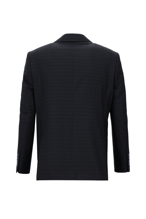 Koyu Lacivert 4 Drop Relaxed Fit Rahat Kesim Ekose Takım Elbise