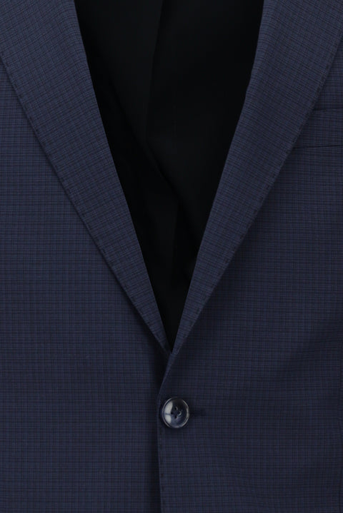 Açık Lacivert 7 Drop Slim Fit Dar Kesim Ekose Takım Elbise
