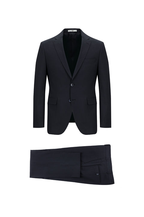 Dark Navy 7 Drop Slim Fit Plaid Suit
