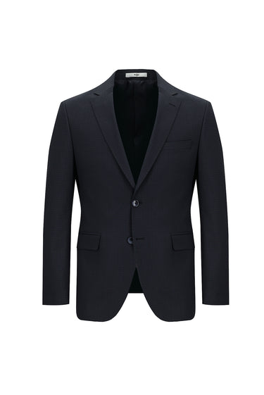 Koyu Lacivert Slim Fit Dar Kesim Klasik Ekose Takım Elbise