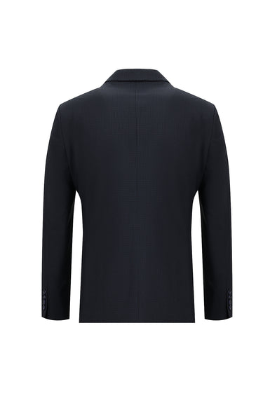 Koyu Lacivert Regular Fit Klasik Ekose Takım Elbise