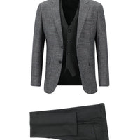 Koyu Lacivert 7 Drop Slim Fit Dar Kesim Kombinli Yelekli Takım Elbise