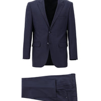 Açık Lacivert Relaxed Fit Rahat Kesim Yünlü Klasik Ekose Takım Elbise