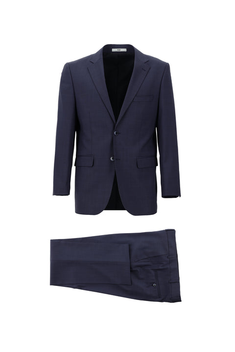 Açık Lacivert 4 Drop Relaxed Fit Rahat Kesim Yünlü Ekose Takım Elbise