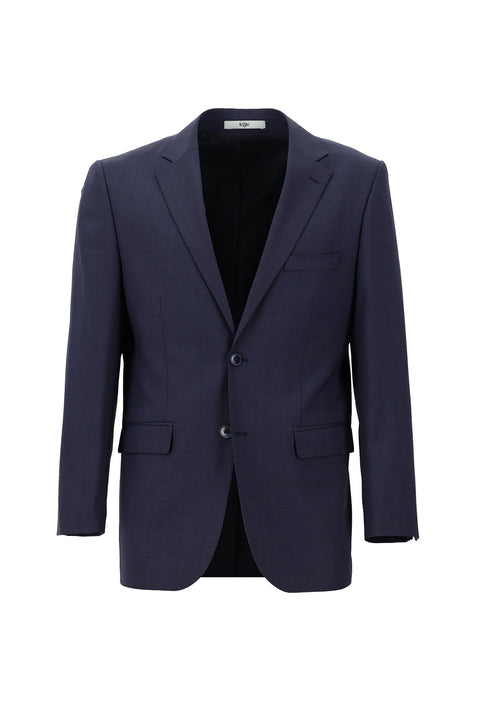 Açık Lacivert 4 Drop Relaxed Fit Rahat Kesim Yünlü Ekose Takım Elbise