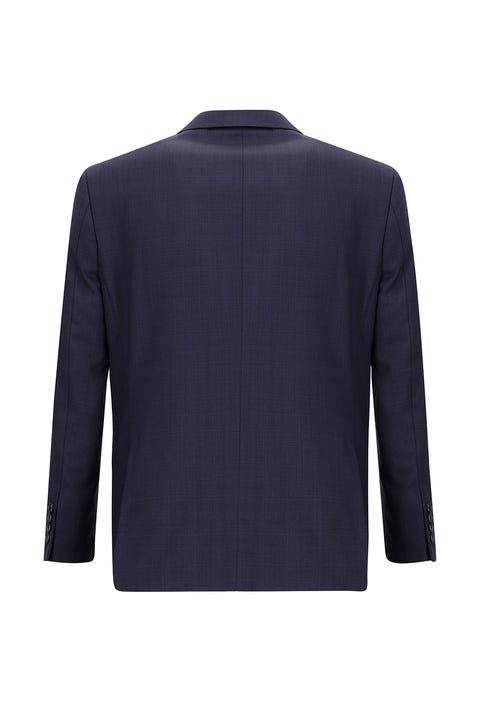 Açık Lacivert 4 Drop Relaxed Fit Rahat Kesim Yünlü Ekose Takım Elbise