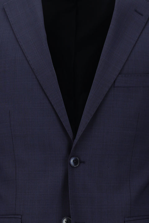 Açık Lacivert 4 Drop Relaxed Fit Rahat Kesim Yünlü Ekose Takım Elbise