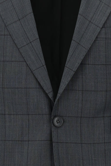  Orta Antrasit Slim Fit Dar Kesim Yünlü Kareli Takım Elbise