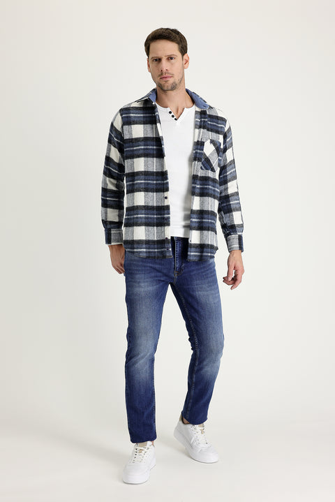 Koyu Mavi  7 Drop Slim Fit Dar Kesim Likralı Denim Pantolon