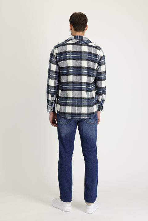 Koyu Mavi  7 Drop Slim Fit Dar Kesim Likralı Denim Pantolon