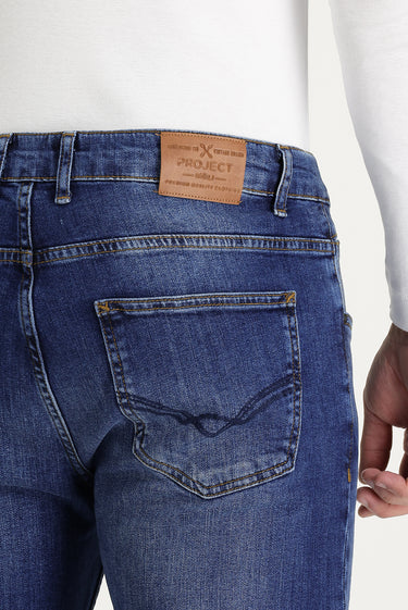 Koyu Mavi  Slim Fit Dar Kesim Likralı Denim Pantolon