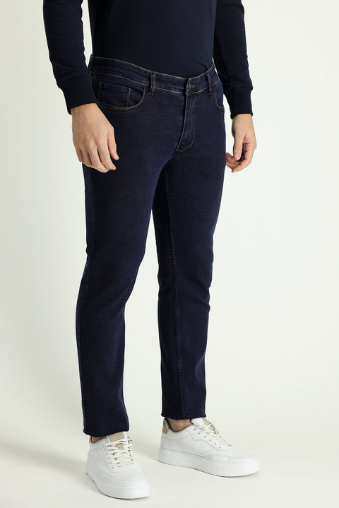 Koyu Lacivert Slim Fit Dar Kesim Likralı Denim Pantolon