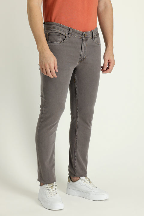 Orta Gri 7 Drop Slim Fit Dar Kesim Likralı Denim Pantolon