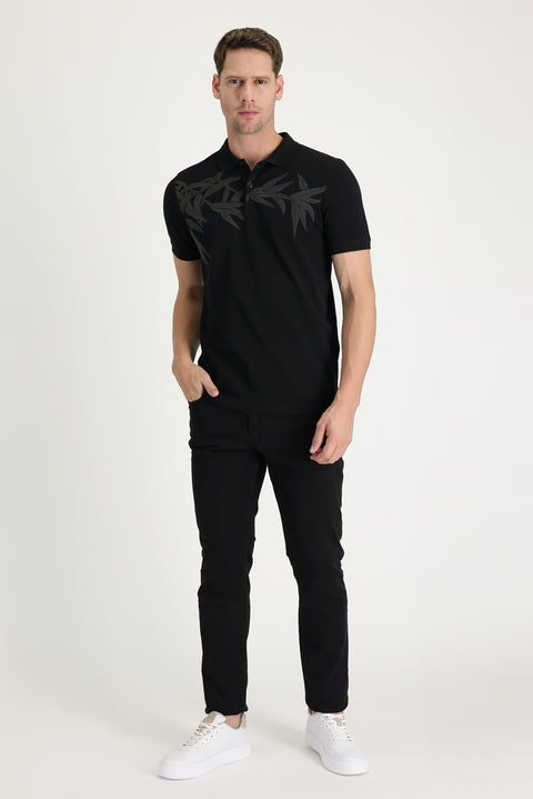 Siyah 6 Drop Regular Fit Standart Kesim Likralı Denim Pantolon