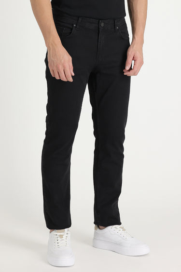 Siyah Regular Fit Likralı Denim Pantolon