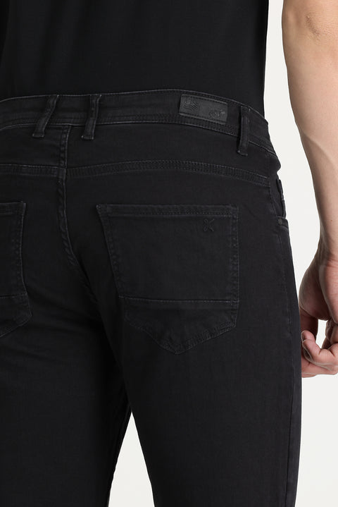 Siyah 6 Drop Regular Fit Standart Kesim Likralı Denim Pantolon