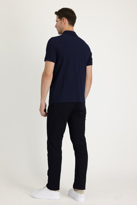 Koyu Lacivert Regular Fit Standart Kesim Likralı Denim Pantolon