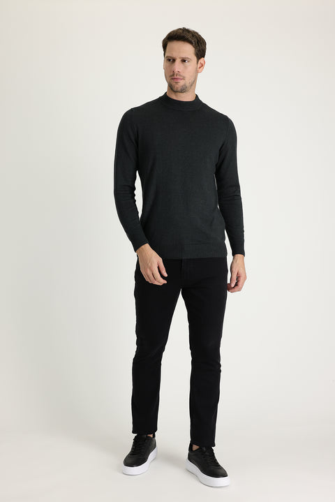 Siyah 7 Drop Super Slim Fit Eksra Dar Kesim Likralı Denim Pantolon