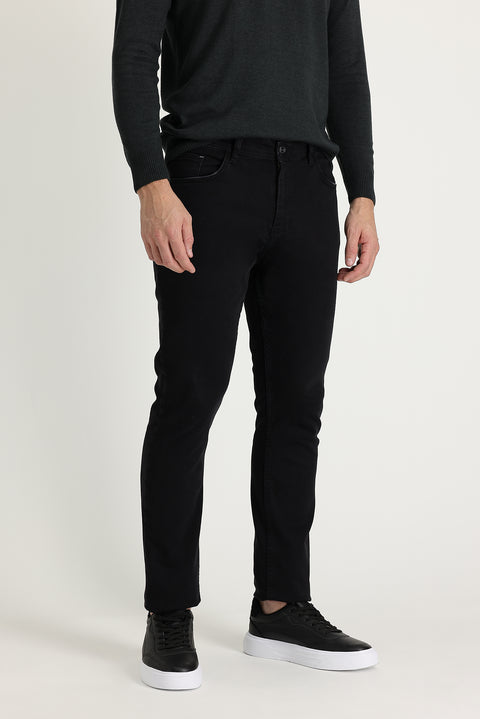 Siyah 7 Drop Super Slim Fit Eksra Dar Kesim Likralı Denim Pantolon