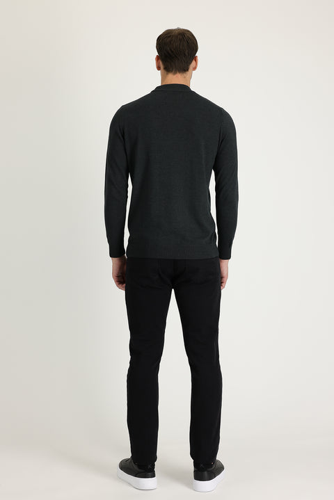 Siyah 7 Drop Super Slim Fit Eksra Dar Kesim Likralı Denim Pantolon