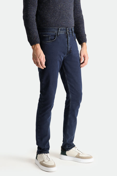 Orta Lacivert 7 Drop Super Slim Fit Eksra Dar Kesim Likralı Denim Pantolon