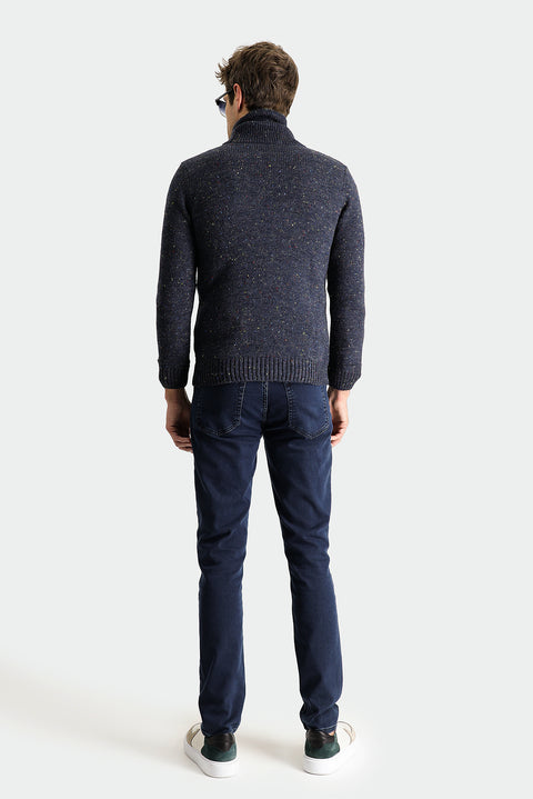 Orta Lacivert 7 Drop Super Slim Fit Eksra Dar Kesim Likralı Denim Pantolon